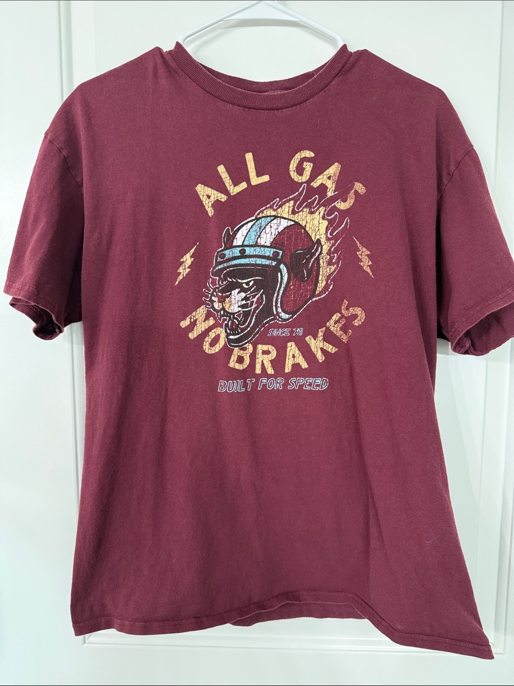 Maroon 'All Gas No Brakes' Graphic Tee